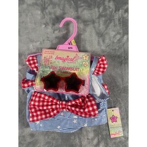 Bmagical Btween Girls 4T Swimsuit Set Stars Stripes Gingham Ruffles Sunglasses